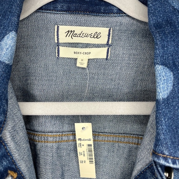 Madewell Boxy-Crop Denim Jacket – Polka Dot Print (Size M) - Picture 3 of 6